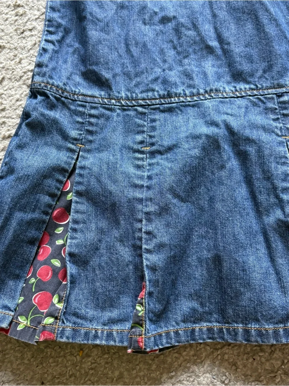 Gymboree Cherry Pie Denim Jumper Dress Sz 8 Vintage Y2K Blue